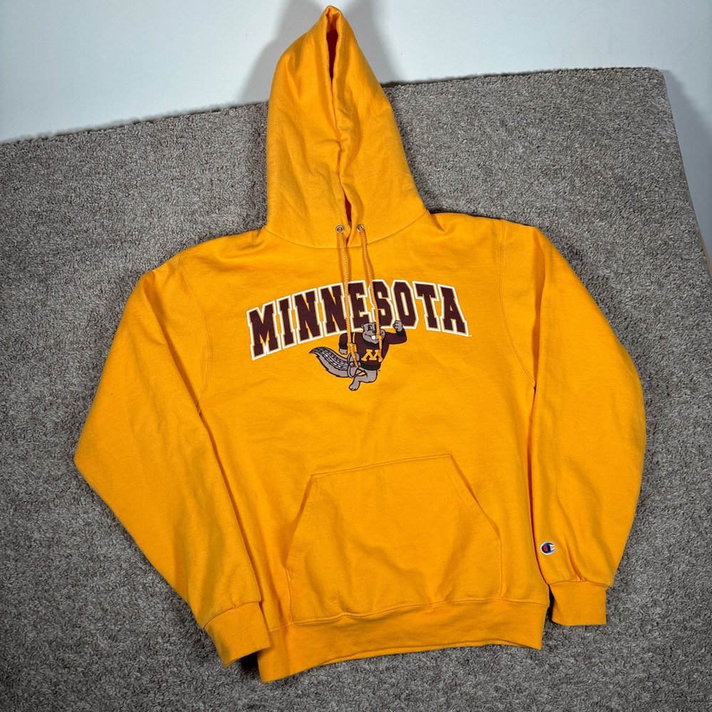 Champion Mens Minnesota Golden Gophers Goldy Gopher Hoodie Gold Small